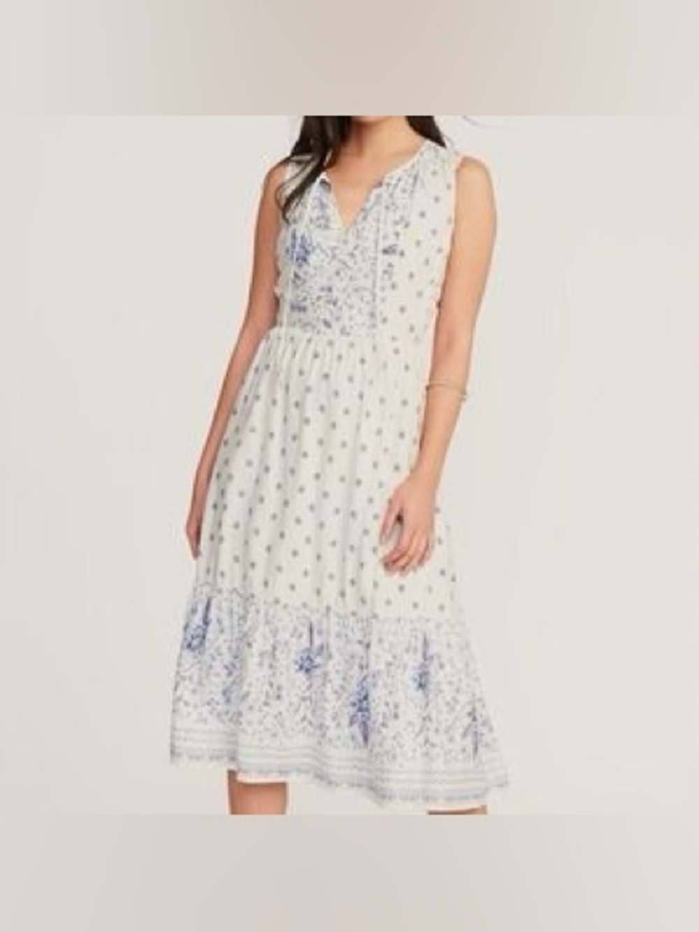 Floral Midi Dress with Blue Floral